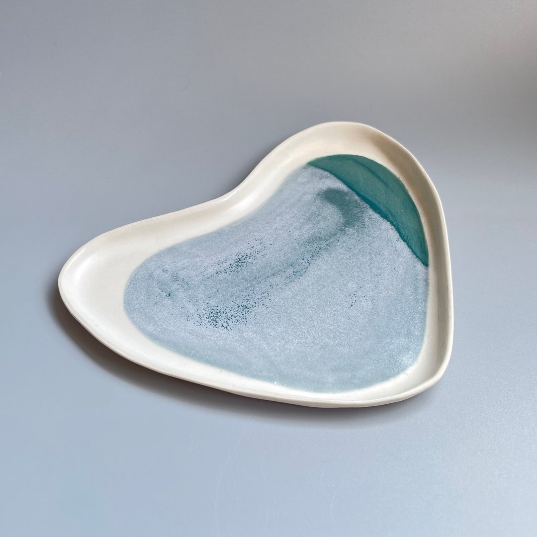 @studio_florero 湖泊 浅盘 点心盘 饰品盘 - 盘子/餐盘/盘架 - 陶 绿色