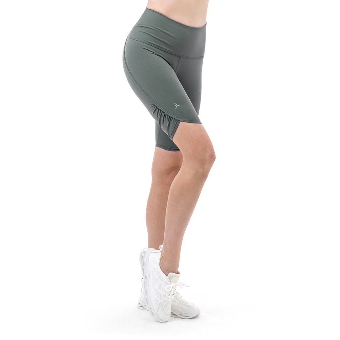 【NAMASTE】Gia 褶皱5分裤 - 铁灰 - 女装瑜珈服 - 尼龙 绿色
