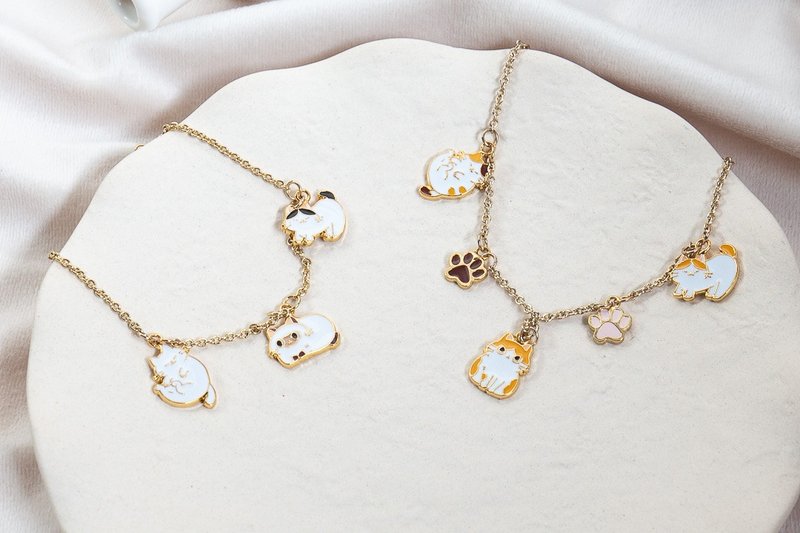 猫咪 Cat 手链 鱼饼一只熊联名新款 生日礼物 交换礼物 - 手链/手环 - 珐琅 多色