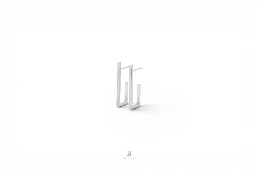 perspective 视角系列-L耳环 - 耳环/耳夹 - 纯银 金色