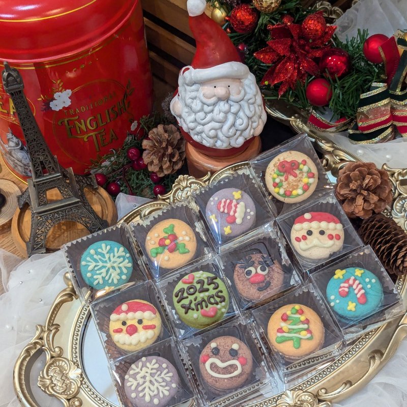 【圣诞小礼】交换礼物 3D立体手工彩绘法式马卡龙12入/组 透明盒 - 蛋糕/甜点 - 新鲜食材 