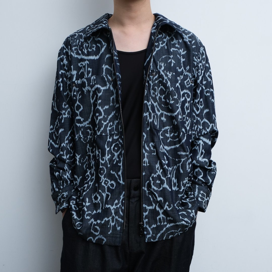KAIKAI - Mirror Reflection - 涂鸦拉链牛仔衬衫外套 - 男装衬衫 - 棉 蓝色