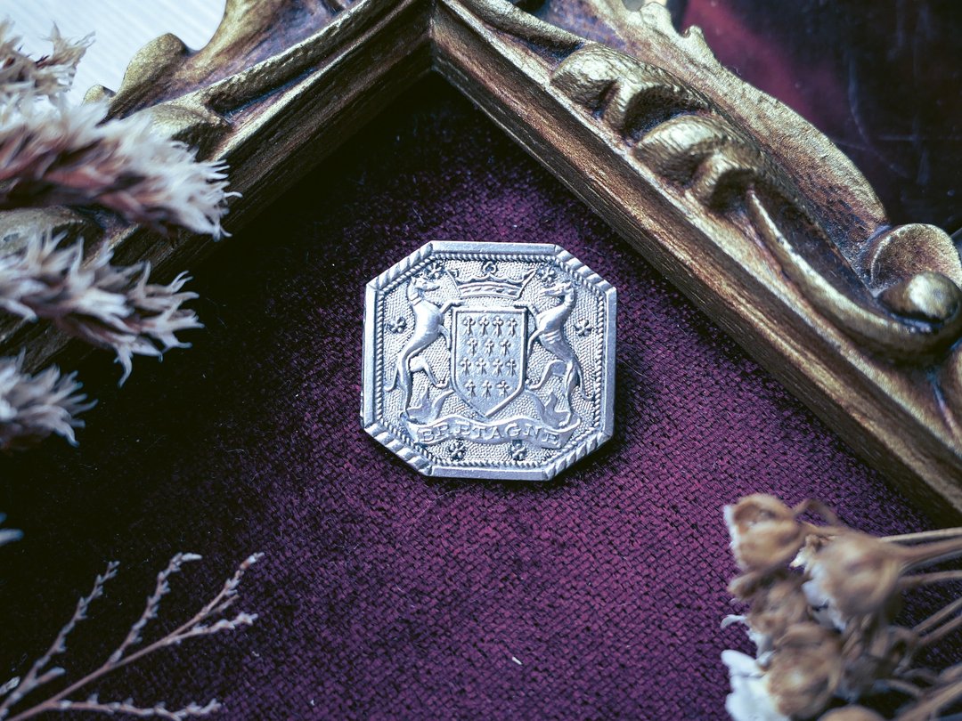 法国 布列塔尼地区纹章胸针－欧洲古董首饰 Vintage Jewelry - 胸针 - 纯银 