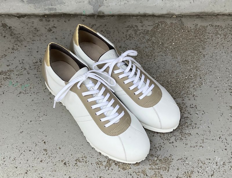 【自然色系】经典设计 EMA 运动鞋 / 白色 / 鴫 / 雾金色 - 女款休闲鞋 - 真皮 白色