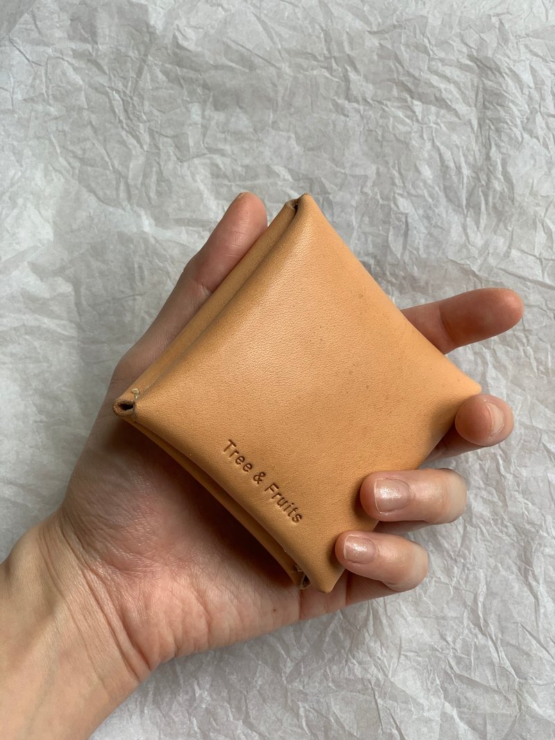 Tree & Fruits 豆腐 方型 零钱包 植鞣革牛皮 可印字 - 零钱包 - 真皮 多色