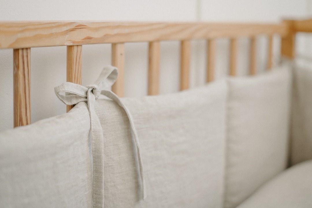 NATURAL LINEN COT BUMPER - 婴儿床上用品 - 亚麻 咖啡色