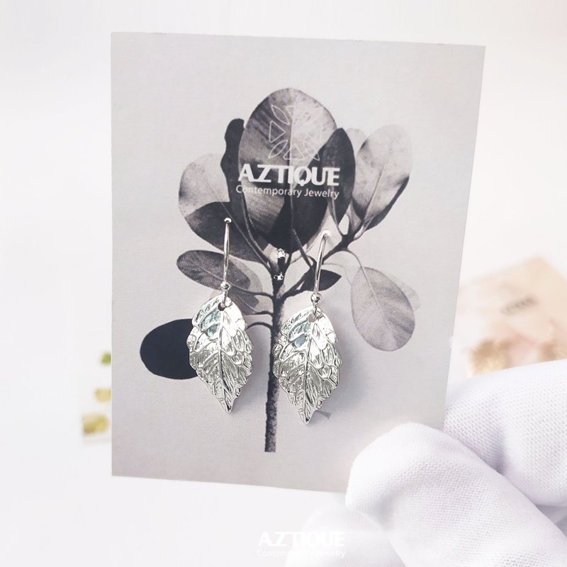 【雙11折扣】Leaf Earrings ,Tiny Leaf Earrings, Small Simple Leaf Earrings Silver - 耳环/耳夹 - 其他金属 