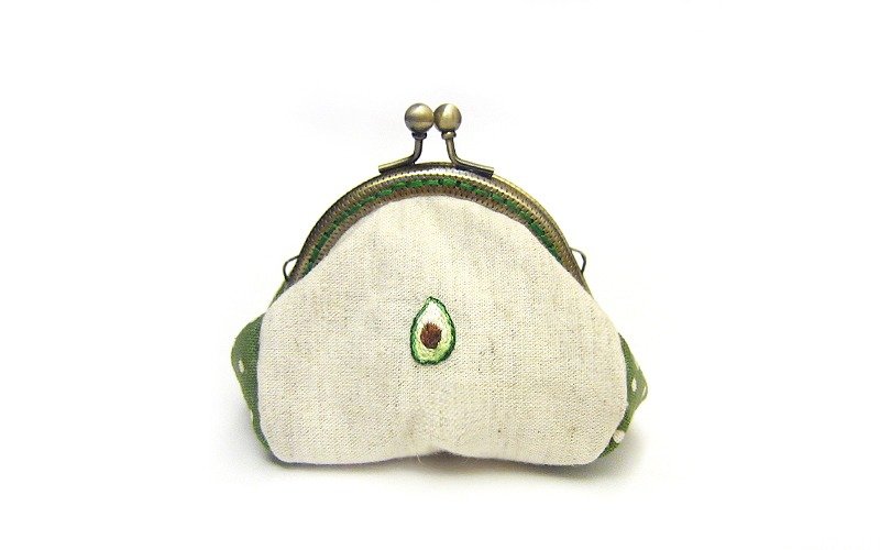 100%PURE fruits水果口金包 / 酪梨1号 - 零钱包 - 绣线 绿色