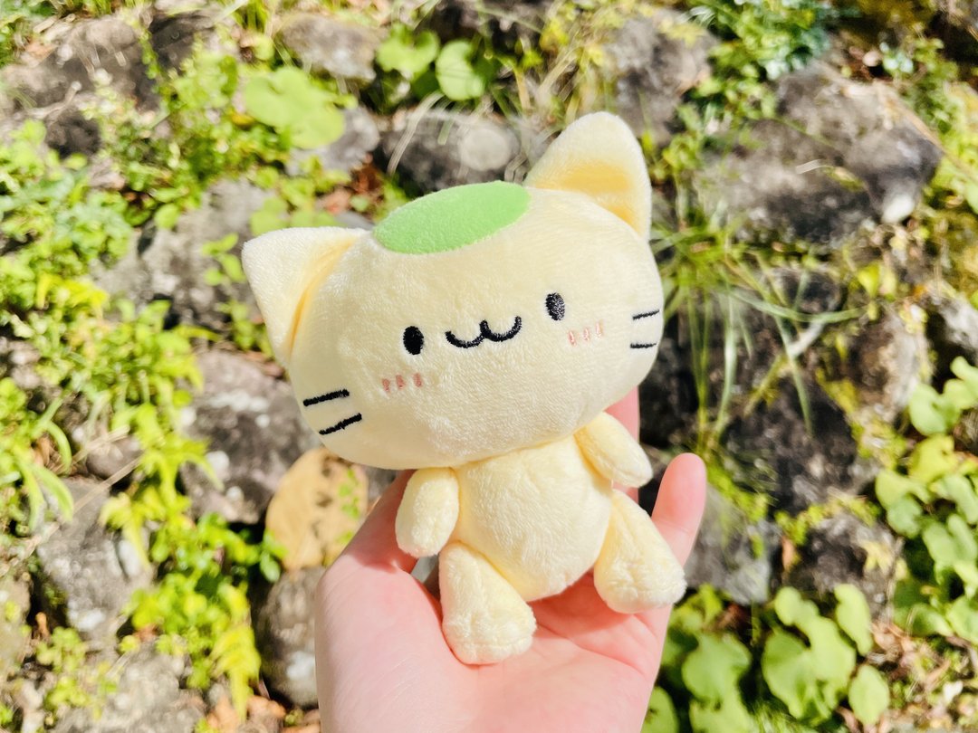 Matcha cat plush toy (palm-sized plush toy with moving limbs) - 玩偶/公仔 - 其他材质 