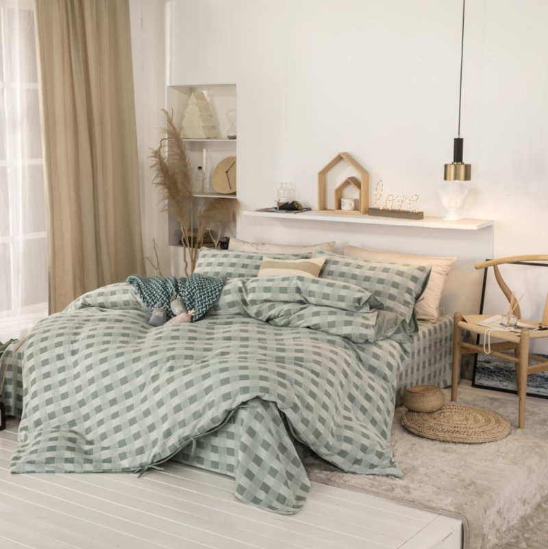 全棉双层纱寢具4件套 被套枕套床單 柔軟蓬鬆 亲肤透气 嬰兒可用 - 寝具 - 棉．麻 绿色