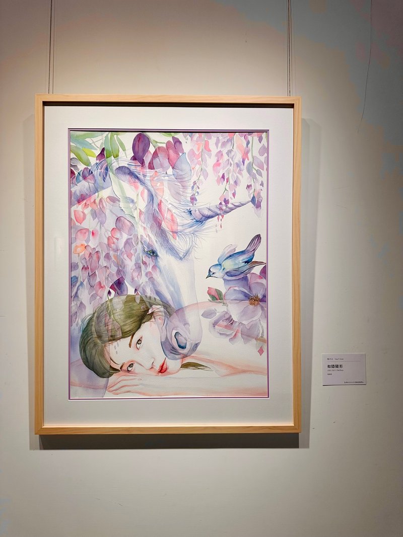 盼与伴-原创水彩艺术创作画/艺术挂画/精致居家装饰/如隐随形 - 海报/装饰画/版画 - 纸 粉红色