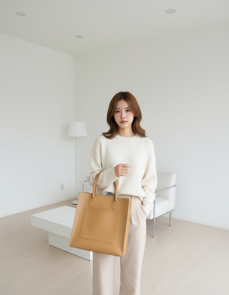 WARALEE's DAY | 大型包 - 浅褐色 - 手提包/手提袋 - 人造皮革 咖啡色