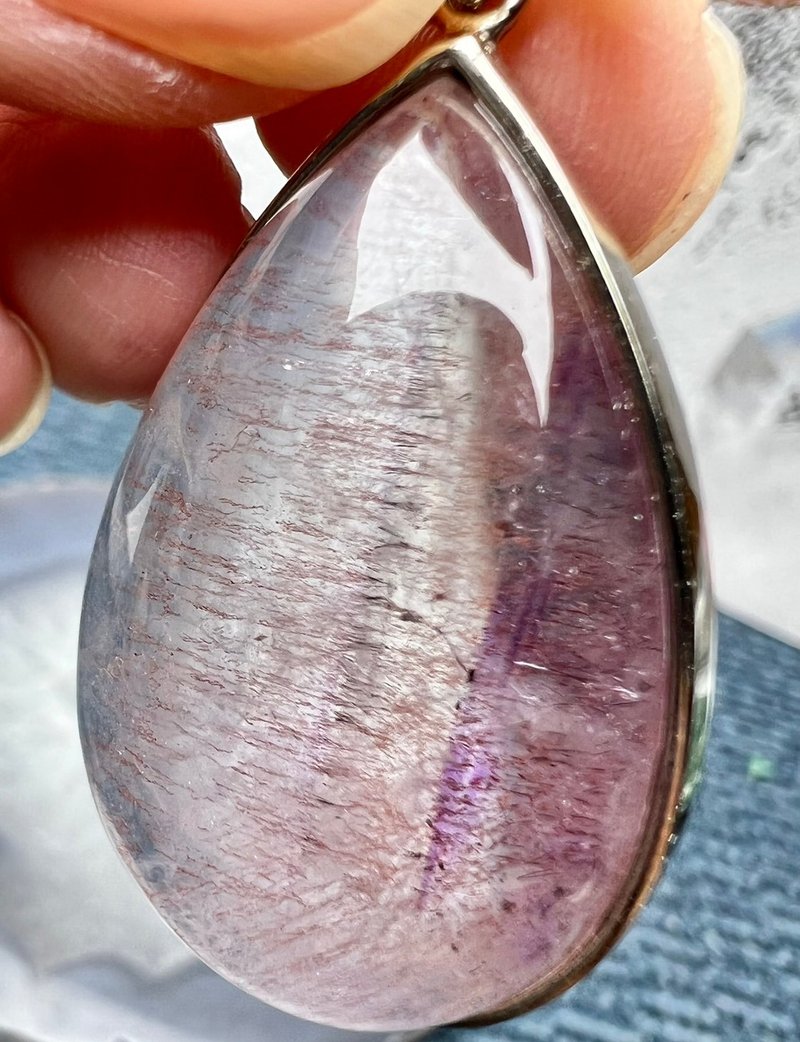 【莫名奇妙杂货店】Super Seven 典雅 S925银手工包边款 - 项链 - 纯银 粉红色