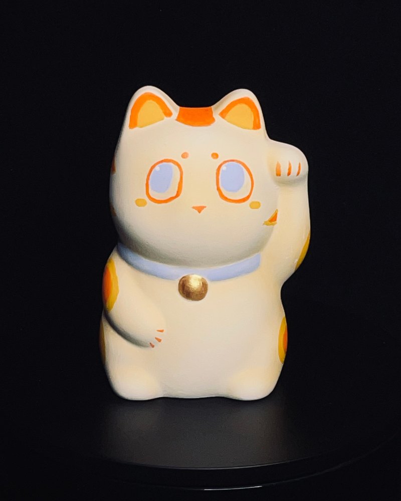 手绘石膏招财猫扩香石 - 摆饰 - 其他材质 橘色