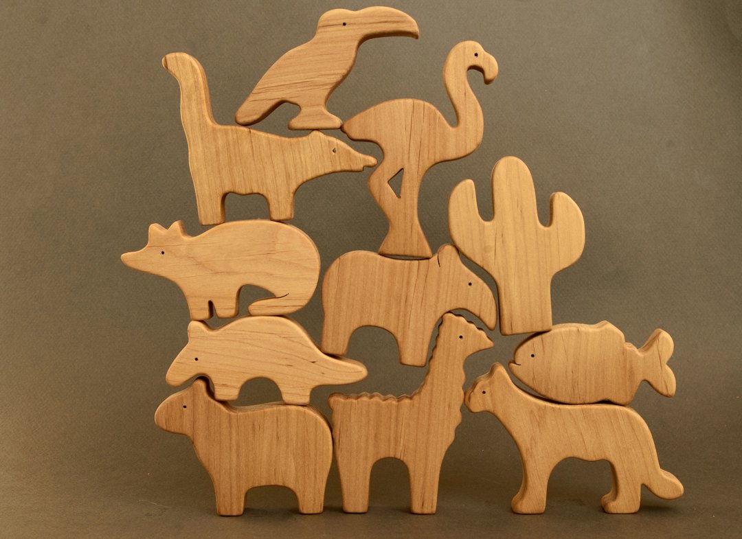 wooden South America animals, wooden woodland animals, Christmas gift baby - 玩具/玩偶 - 木头 