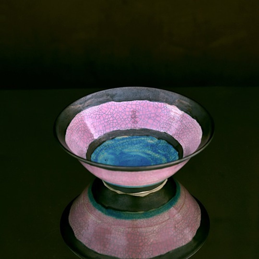 Pink glaze and turquoise glaze (penetrating) bowl - 碗 - 陶 