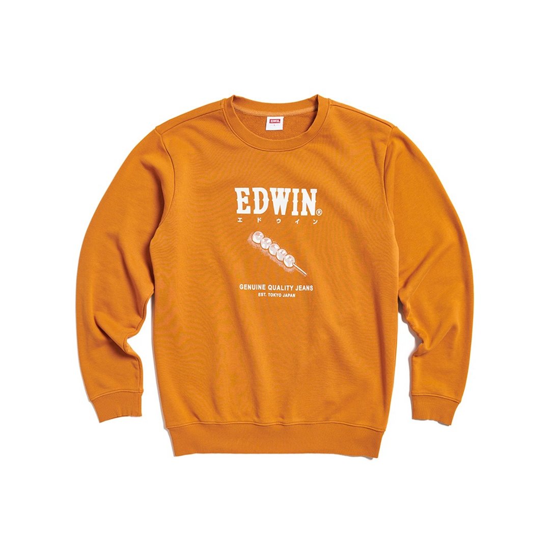 EDWIN 男女装 东京散策系列 美味团子厚长袖 T 恤 (黄褐色) - 中性连帽卫衣/T 恤 - 棉 黄色