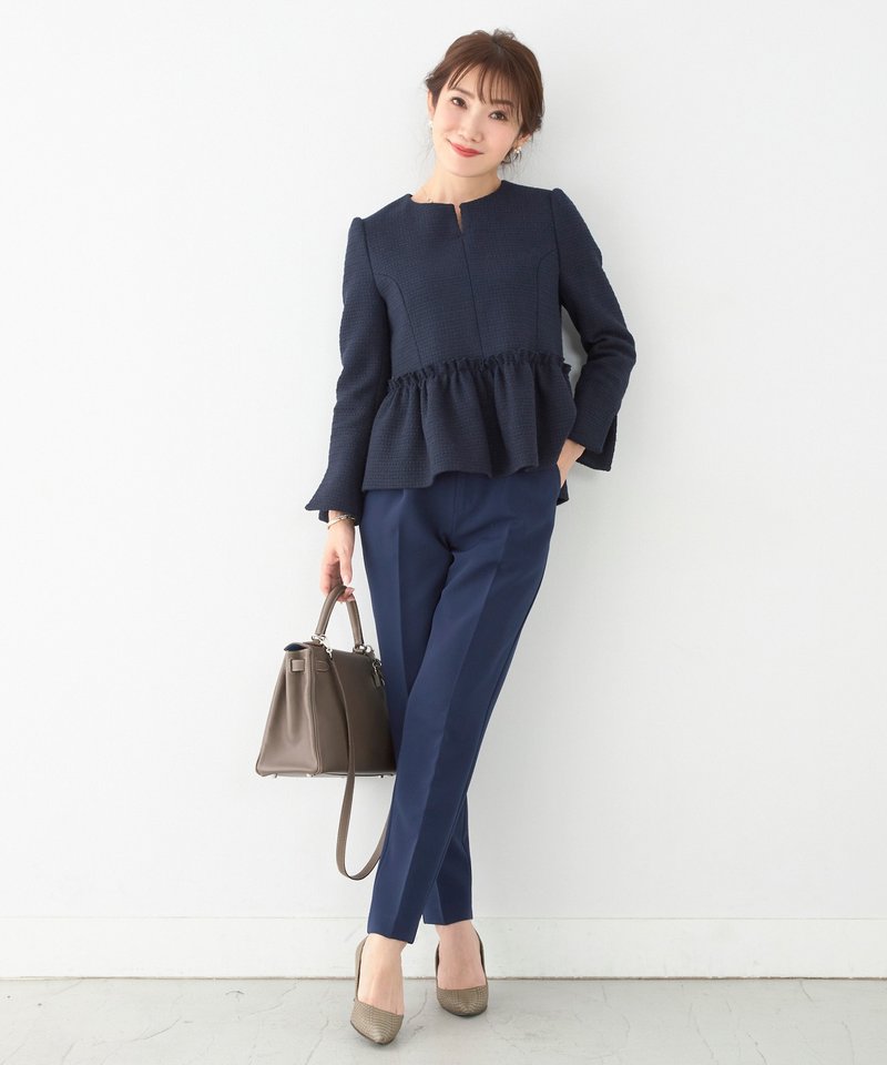 Pants Center Press Design / Liala x PG - 女装长裤 - 棉．麻 黑色