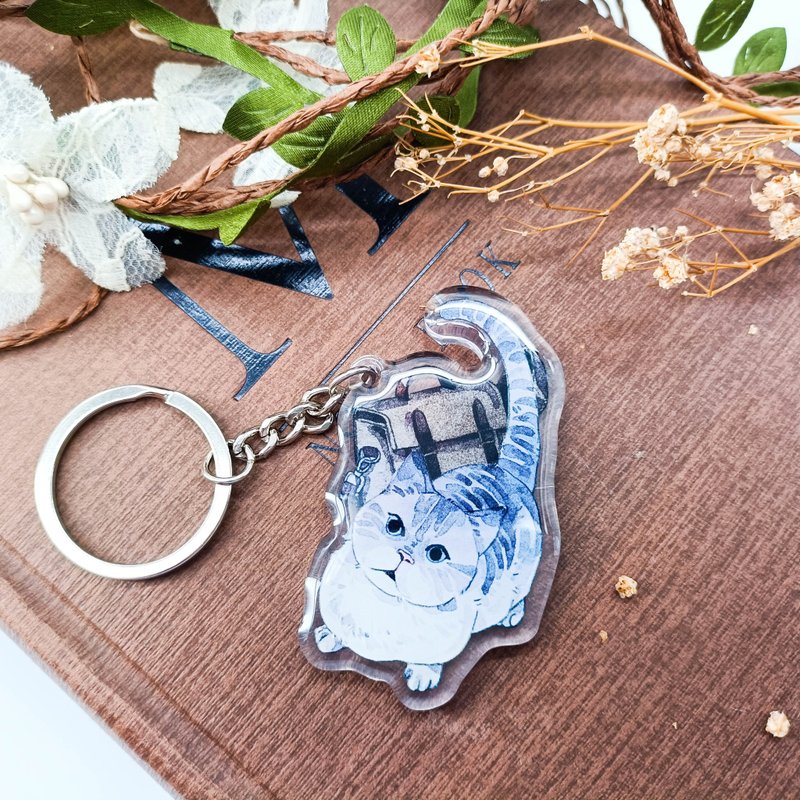 KR462_厭世美短2/ 晶透吊飾 - 钥匙链/钥匙包 - 塑料 多色