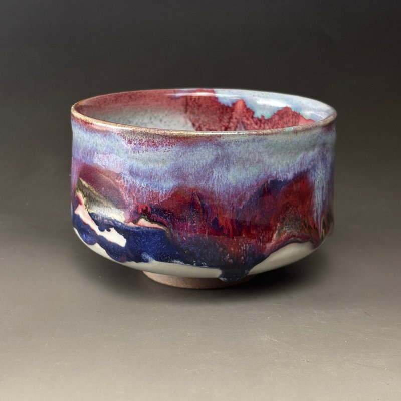 许旭伦 志野烧丹红山水茶碗580ml - 茶具/茶杯 - 陶 多色