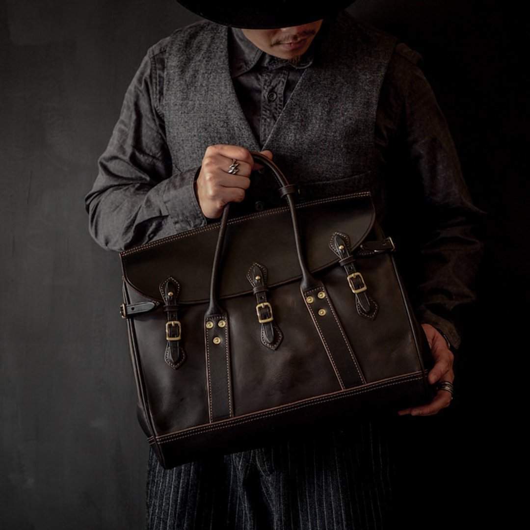 Well-Dressed Satchel - Full Veg-Tanned Leather - 手提包/手提袋 - 真皮 黑色