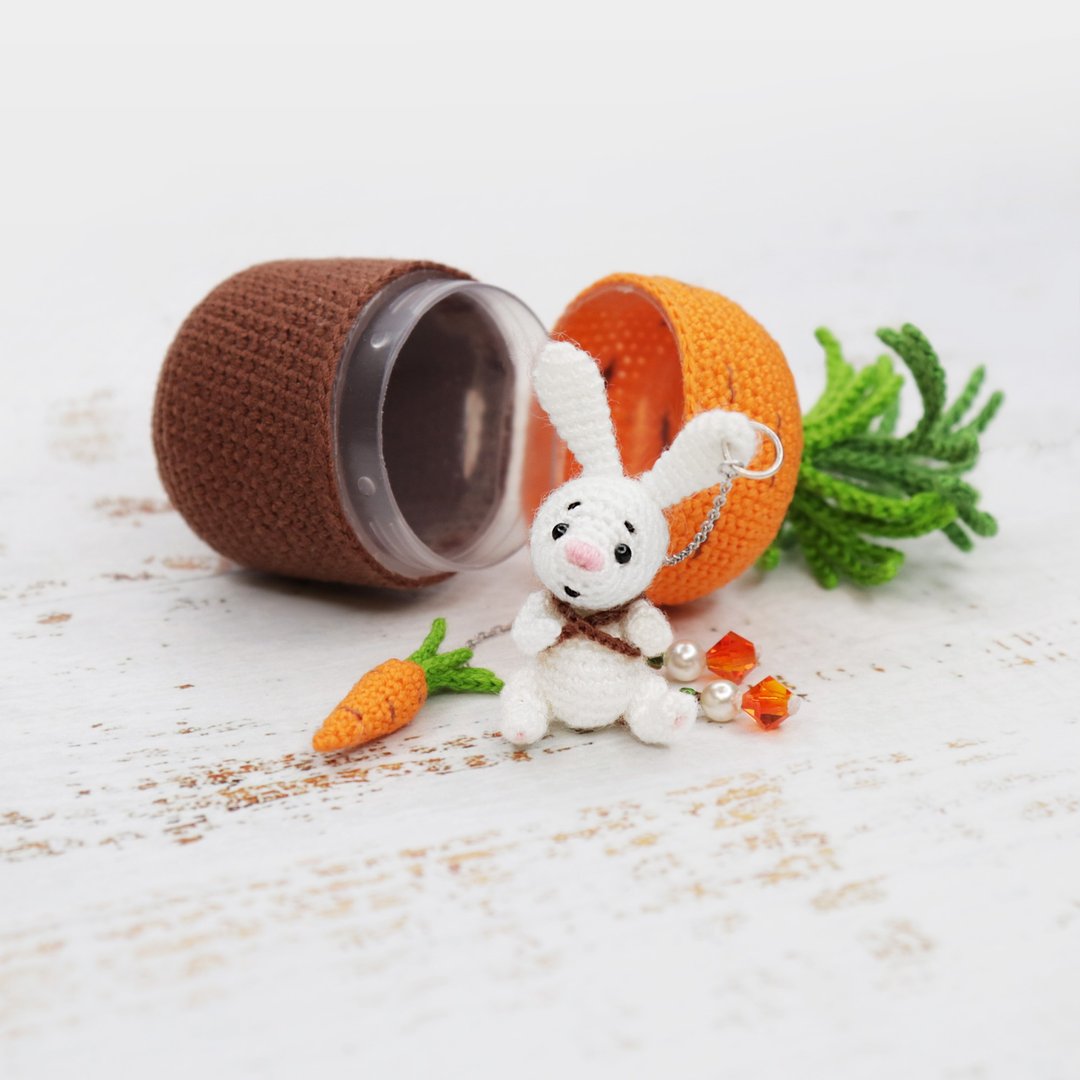 Crochet pattern Micro Bunny Surprise egg carrot, PDF Digital Download, DIY mini - 手工艺教程/工具书 - 其他材质 