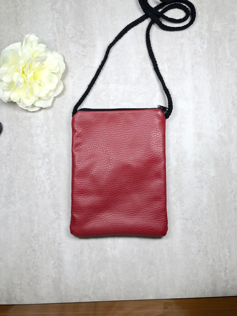 电话包/肩背包/钭背包/手机袋 ~ 红色 (D9) - 侧背包/斜挎包 - 棉．麻 红色