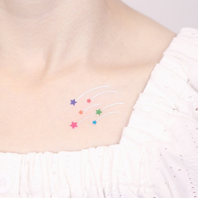 钻石银纹身贴纸 - 彩虹 流星 2入 - 纹身贴 - 纸 多色