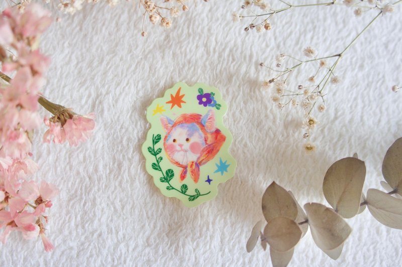 戴头巾的猫咪贴纸 - 贴纸 - 纸 绿色