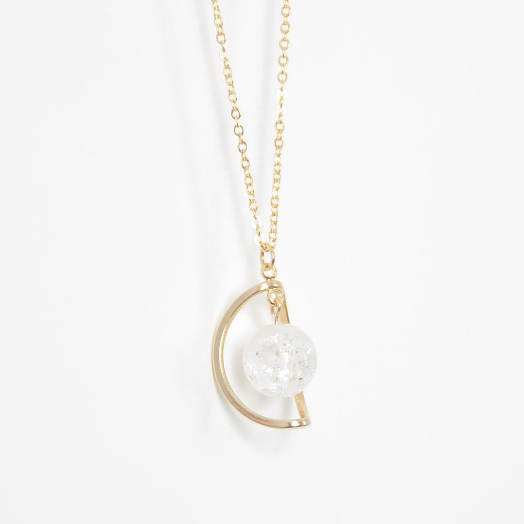 纯洁月亮。弯月。宇宙。白水晶。项链 Pure Moon。Galaxy。White Crystal。Necklace。生日礼物。闺蜜礼物。姐妹礼物。女朋友礼物 - 颈链 - 宝石 白色