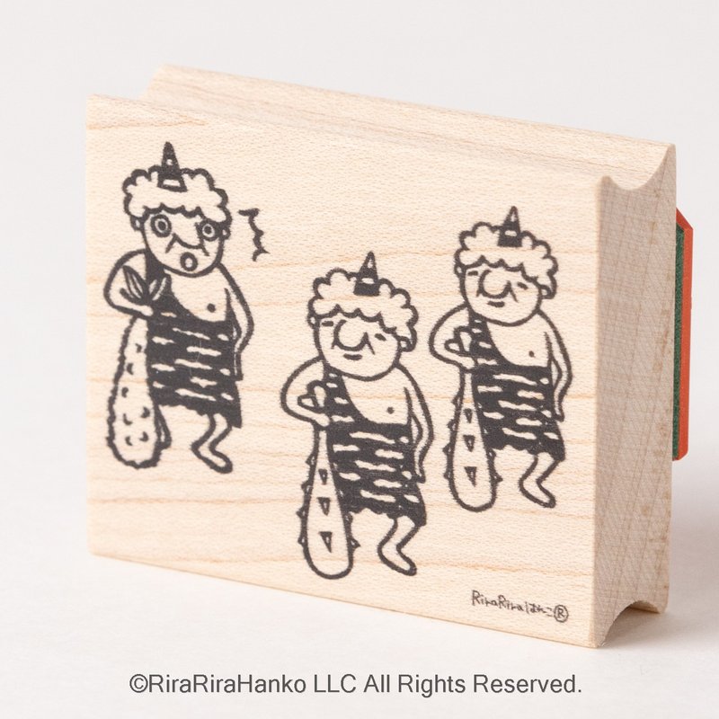 节分*迷糊税务员岩井的【鬼にエビフライ(金)棒】*40mmx48mm*R608 - 印章/印台 - 木头 