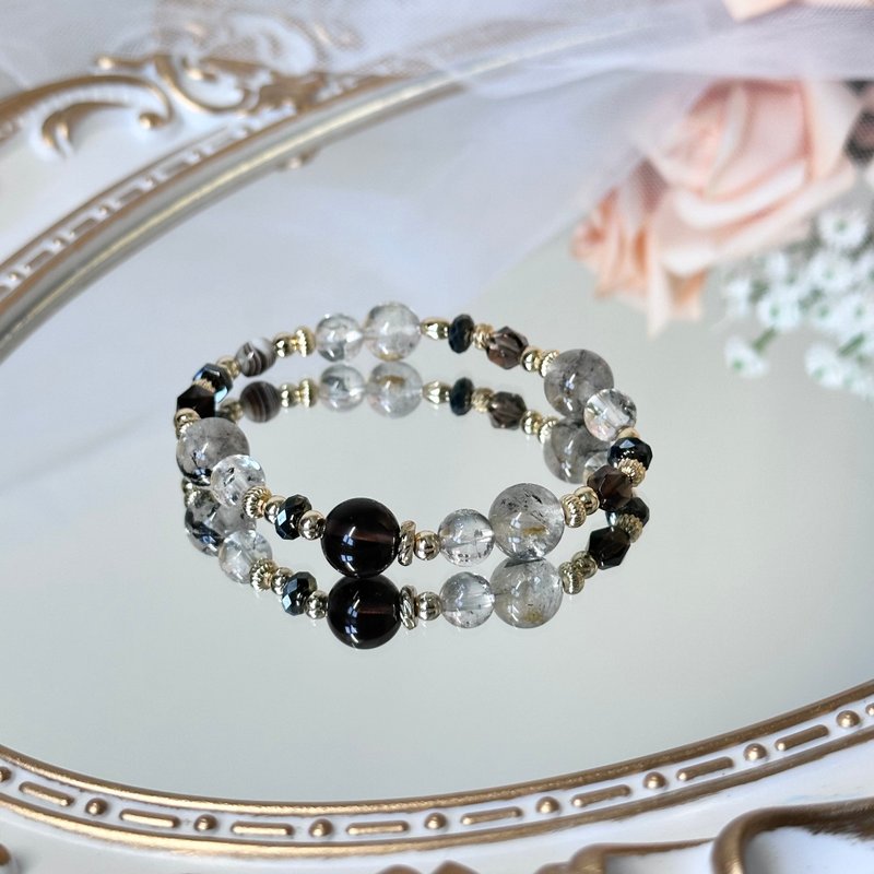 天狼星天族精灵水晶设计手串 - 天狼星陨石、闪灵钻、玛瑙、茶晶 - 手链/手环 - 水晶 卡其色