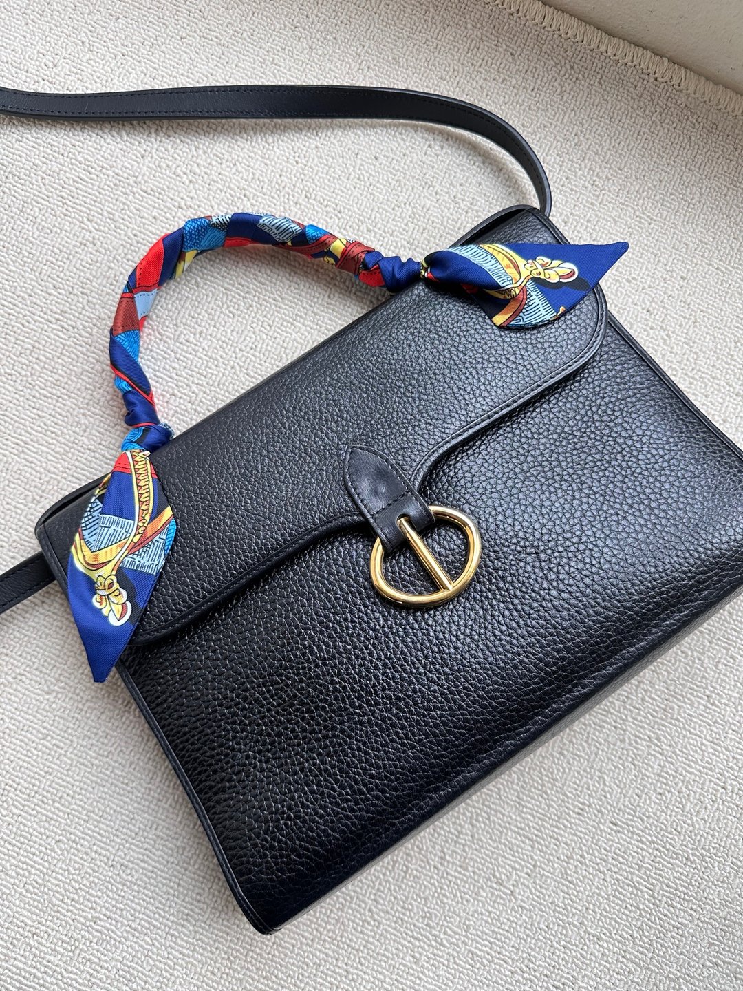 中古包 Vintage Christian Dior 荔皮纹牛皮公文包 - 侧背包/斜挎包 - 真皮 黑色