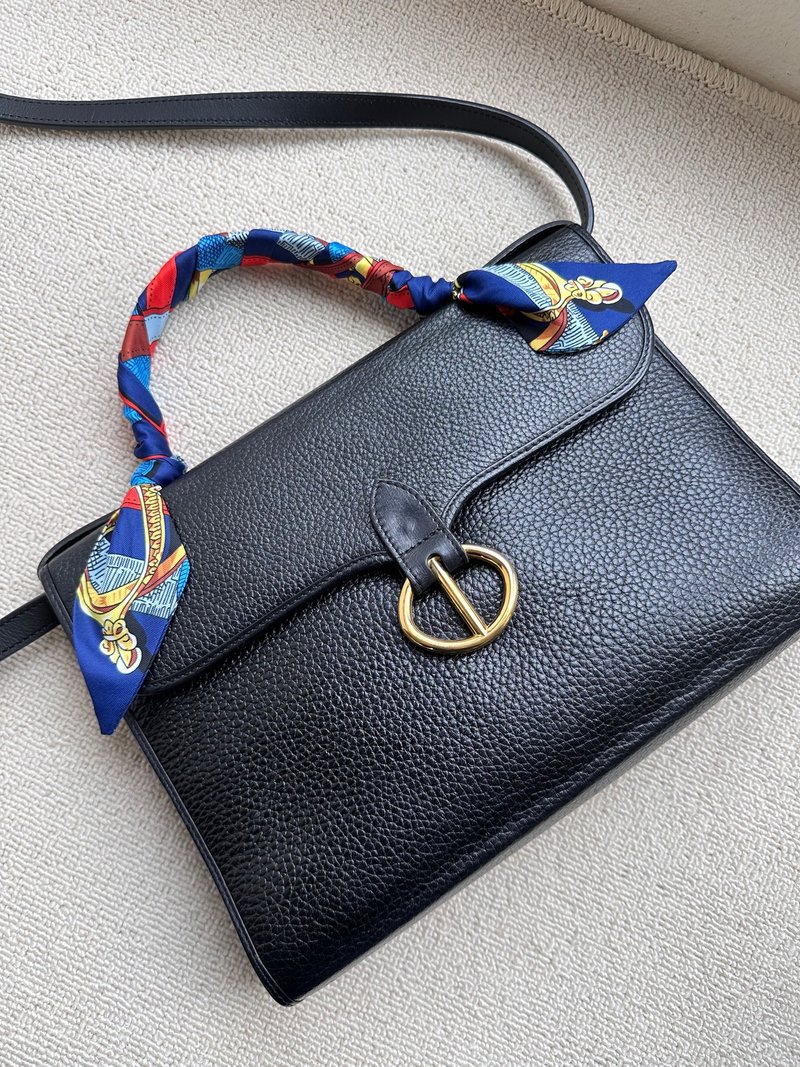 中古包 Vintage Christian Dior 荔皮纹牛皮公文包 - 侧背包/斜挎包 - 真皮 黑色