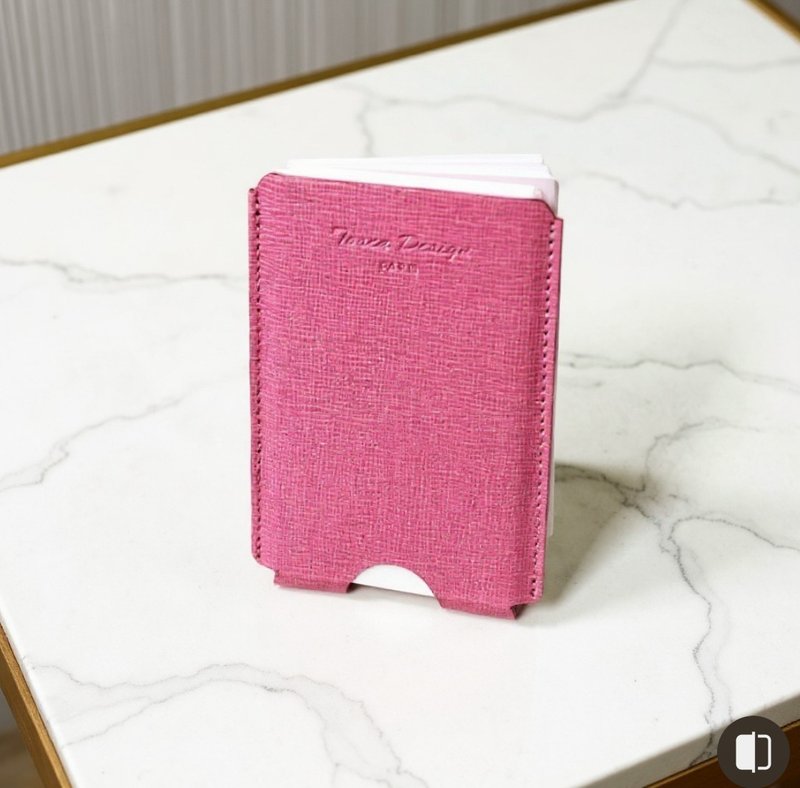 Tosca |  Double Card Case- 粉红/十字纹/信用卡/卡片套/真皮 - 名片夹/名片盒 - 真皮 