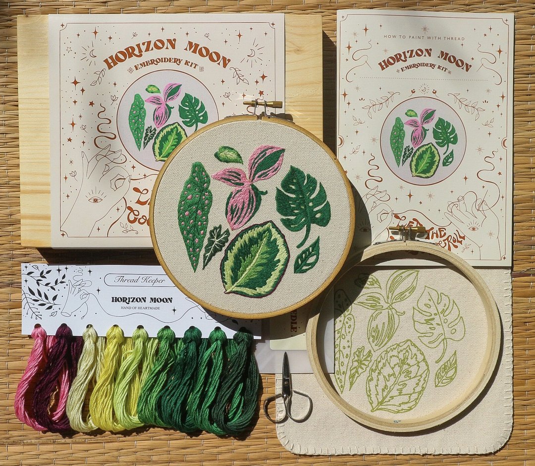 Houseplant Embroidery Kit set,Leaf Embroidery (Eng.version) - 编织/刺绣/羊毛毡/裁缝 - 绣线 