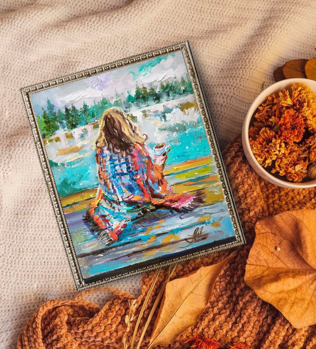 为了光明 Giclée 帆布打印绘画。 - 墙贴/壁贴 - 其他材质 橘色