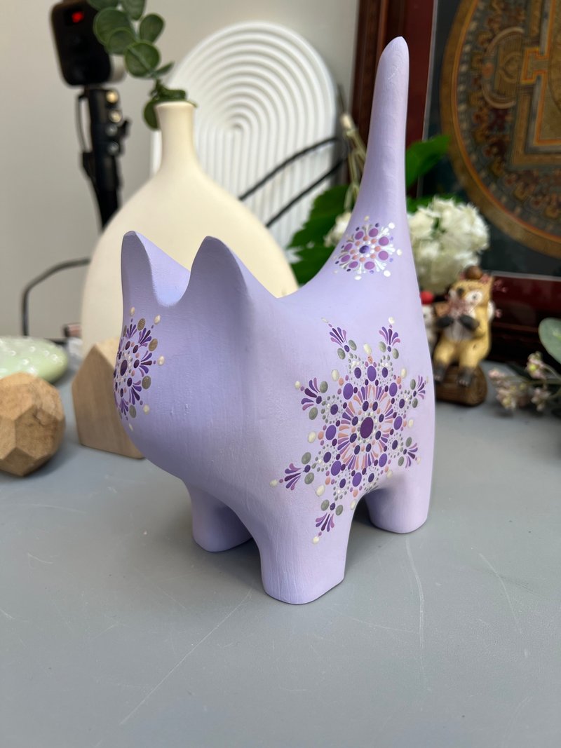 立体疗愈曼陀罗作品 - 紫色系猫咪 - 摆饰 - 其他材质 紫色
