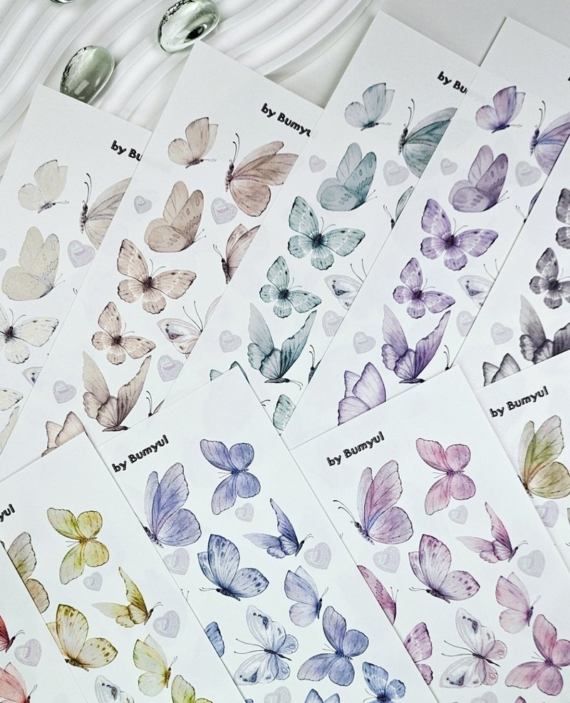 翩翩蝶语 水彩装饰贴纸 - 便条纸/标签贴 - 纸 多色