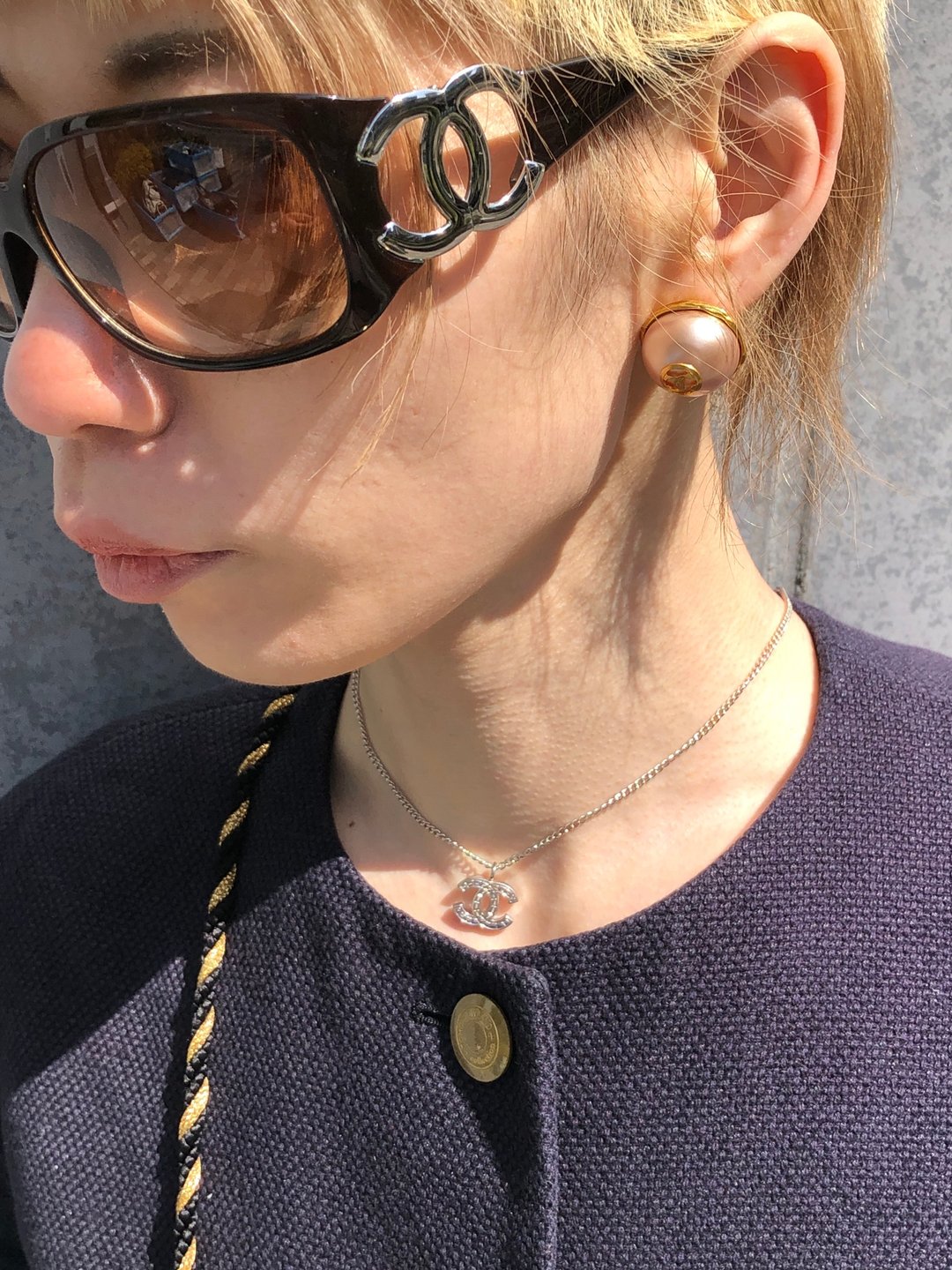 【VintageShop solo 日本直送中古包专卖店】CHANEL 香奈儿 项链 银色 经典双 C logo vintage 古董 绝版 ap7i3h - 项链 - 其他材质 银色