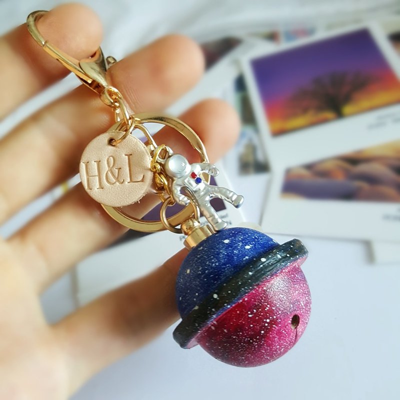定制 星空 鑰匙圈  可刻字  皮革 钥匙扣 鑰匙包 挂饰 生日禮物  - 钥匙链/钥匙包 - 真皮 咖啡色