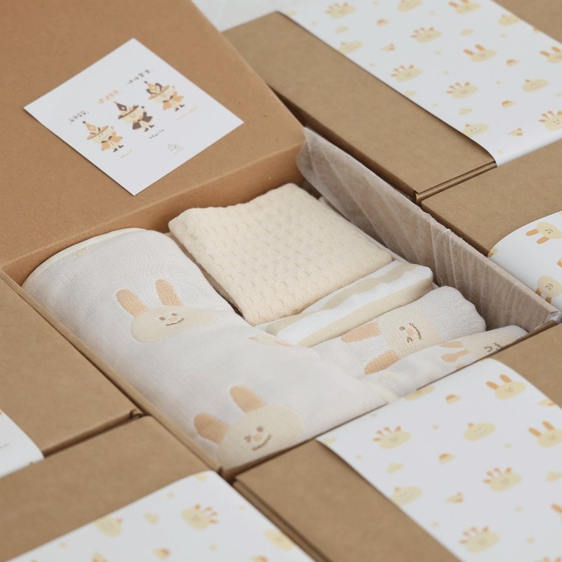 好关系 HAOKUANXI | 六重纱亲肤多用途连帽毯 五合一弥月礼盒 - 满月礼盒 - 棉．麻 黄色