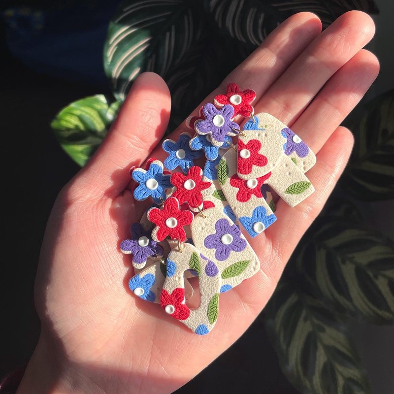 砂糖磨砂面可爱系软陶耳环 - 耳环/耳夹 - 其他材质 