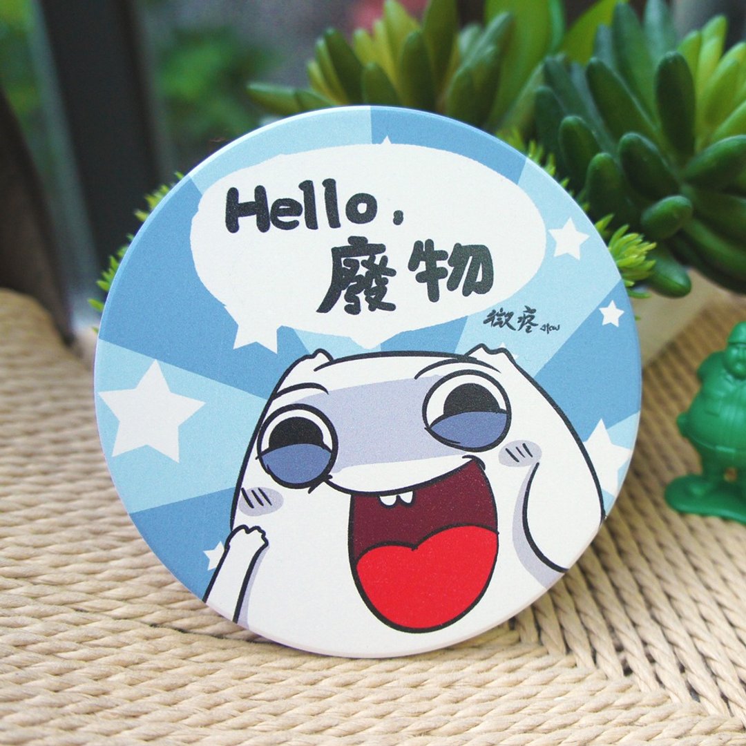 微疼－微不幸好惊喜【陶瓷吸水杯垫】 - 杯垫 - 陶 蓝色