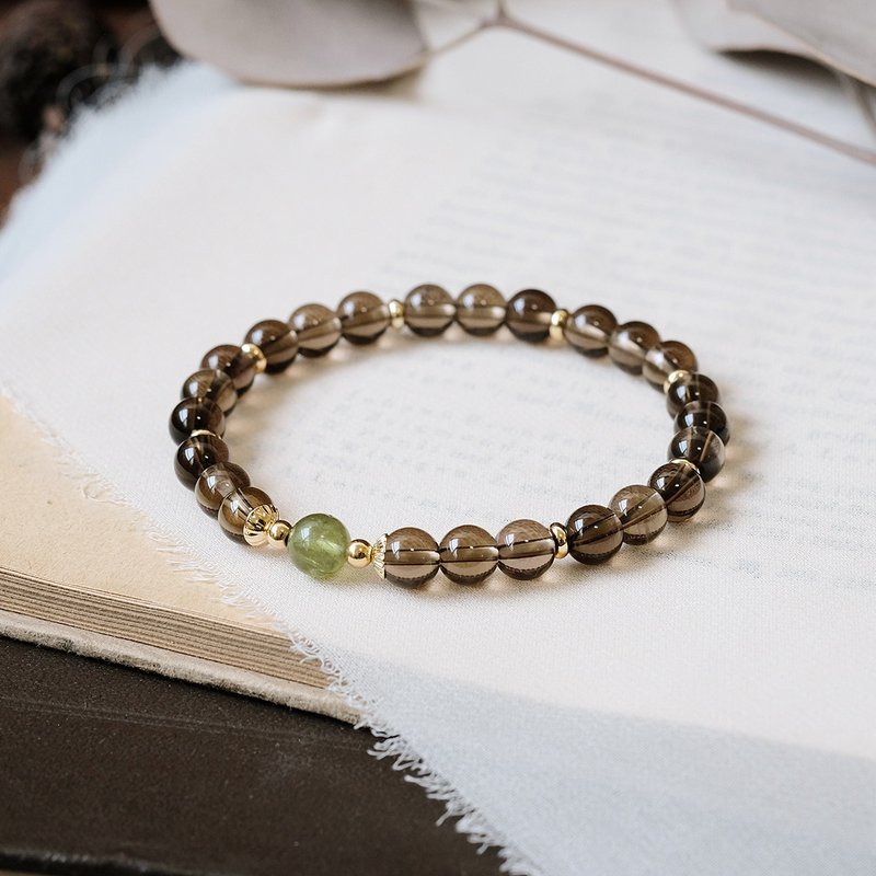 String系列 茶晶 磷灰石 手链 矿石水晶 - 手链/手环 - 宝石 咖啡色