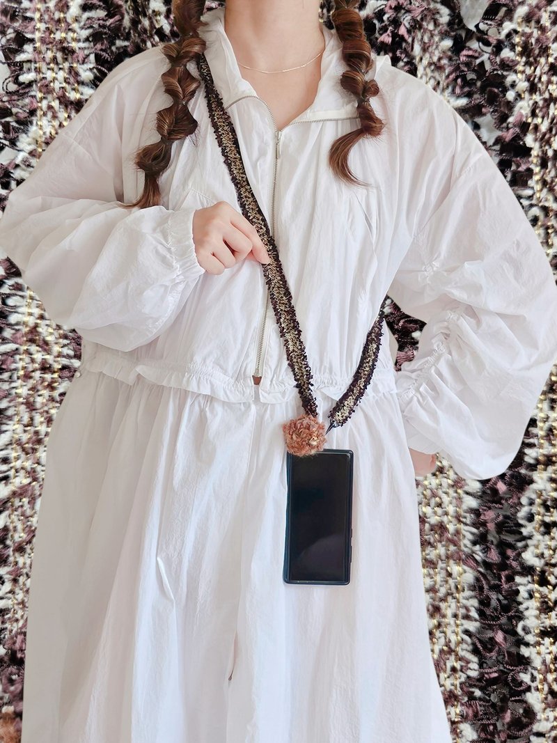 编织手机/包包/相机背带 - 暖暮 - 挂绳/吊绳 - 棉．麻 咖啡色