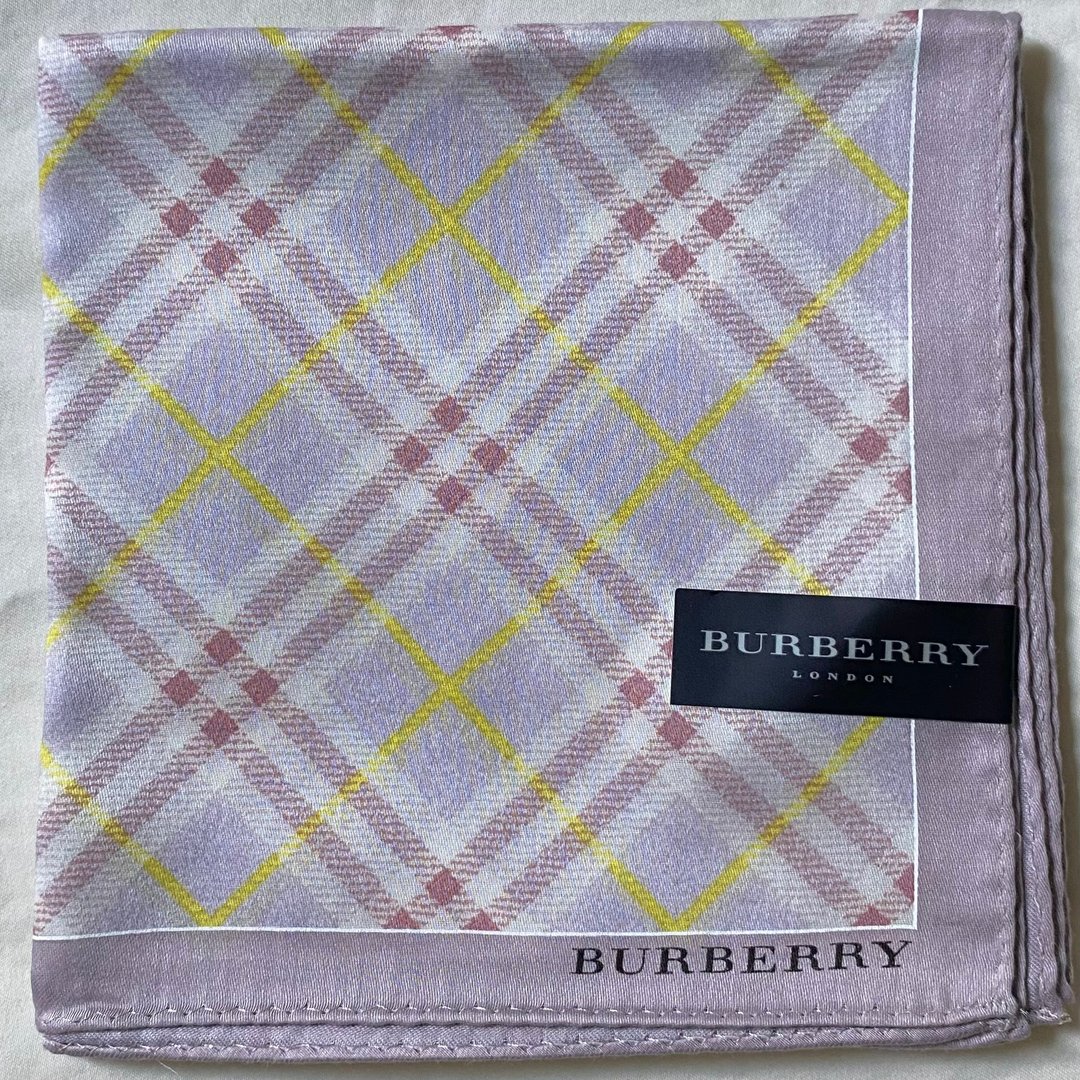 复古 Burberry 紫色 Nova Check 手帕 头巾 方巾 全新附标 - 手帕/方巾 - 棉 紫色