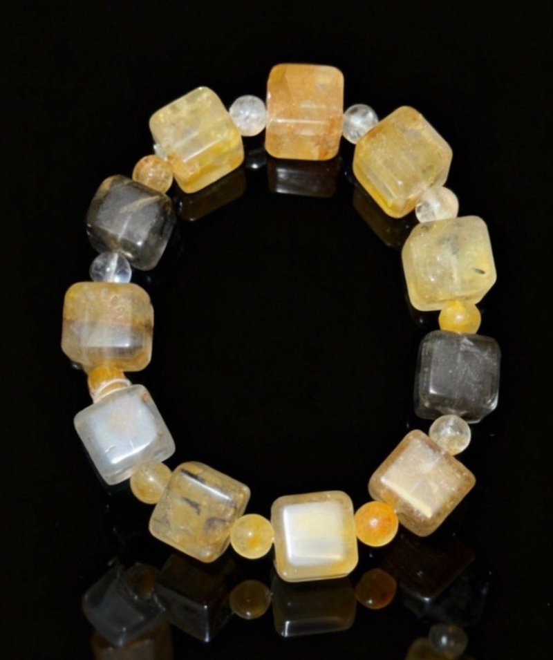 Crystal.EAA 设计款水晶手链 金珀云影 渐变闪灵钻方块 - 手链/手环 - 水晶 金色