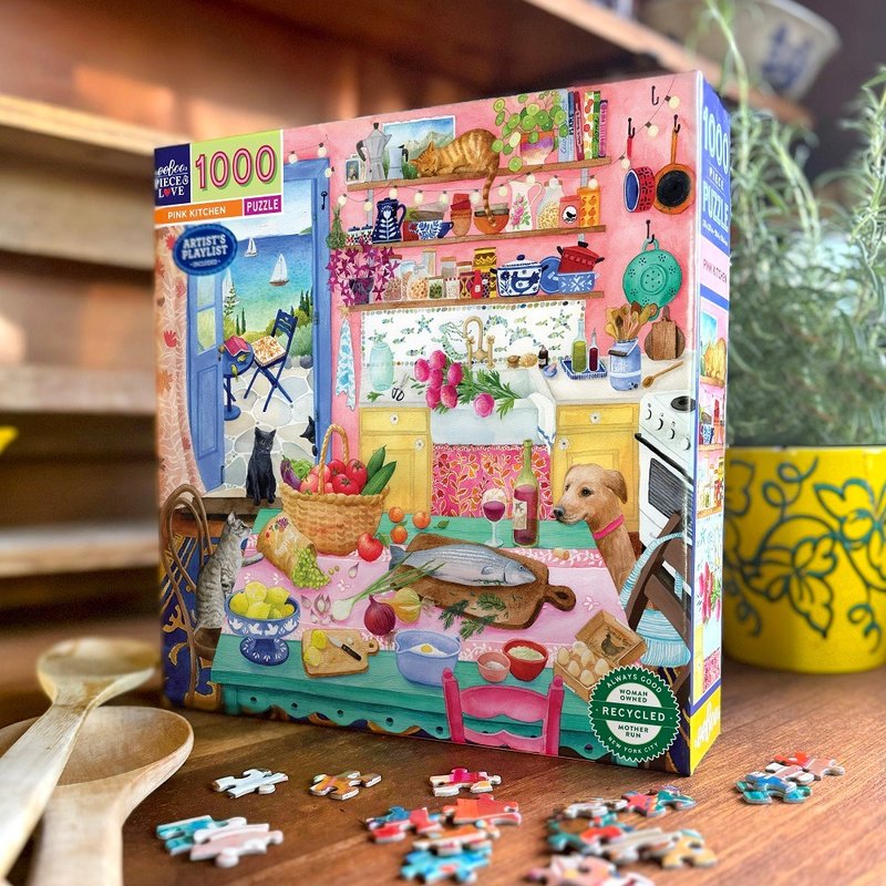 eeBoo 1000片拼图 - Pink Kitchen 1000 Piece Puzzle 粉色系厨房 - 拼图 - 纸 粉红色