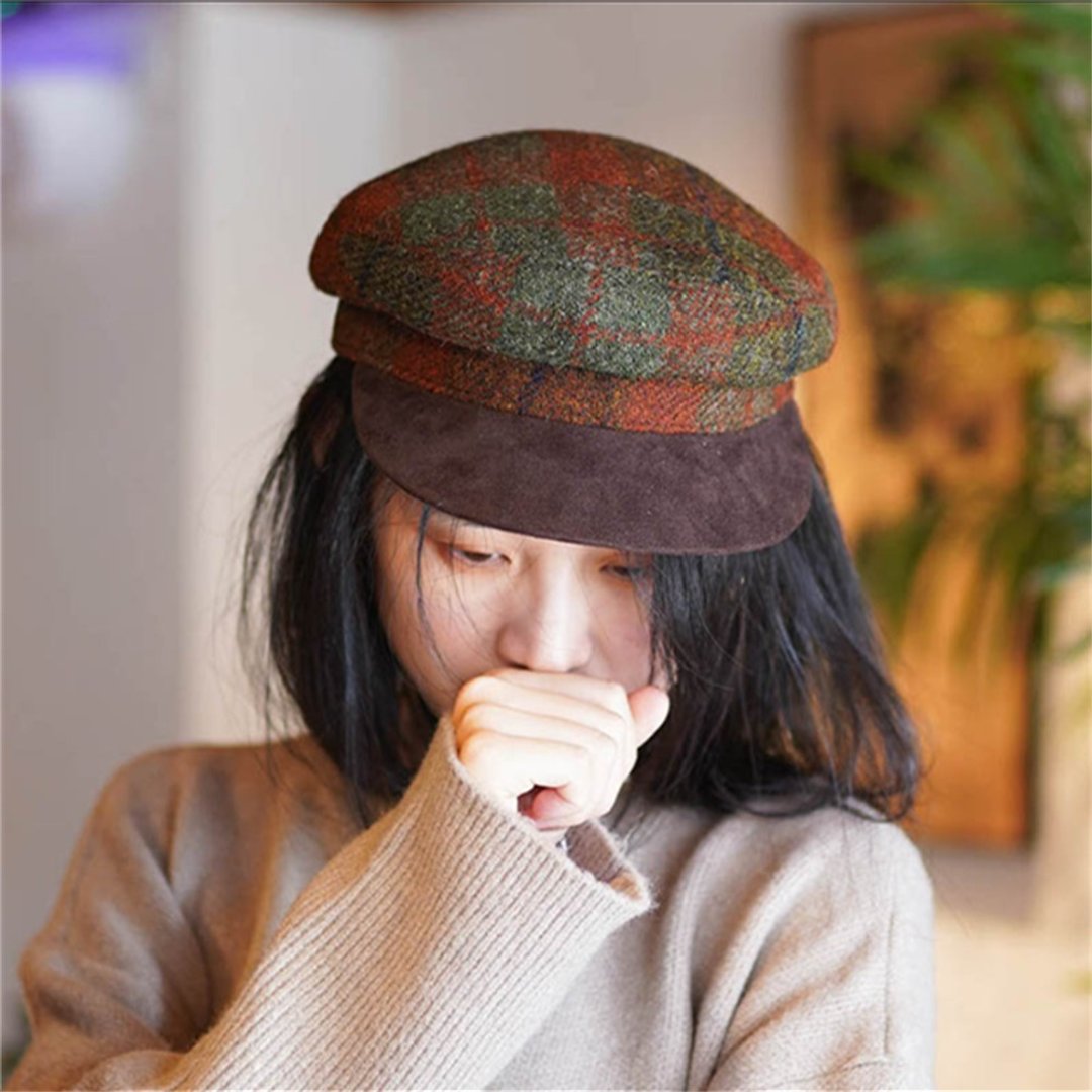 哈里斯贝雷帽女春harris tweed百搭八角帽复古蓓蕾帽显脸小画家帽 - 帽子 - 羊毛 